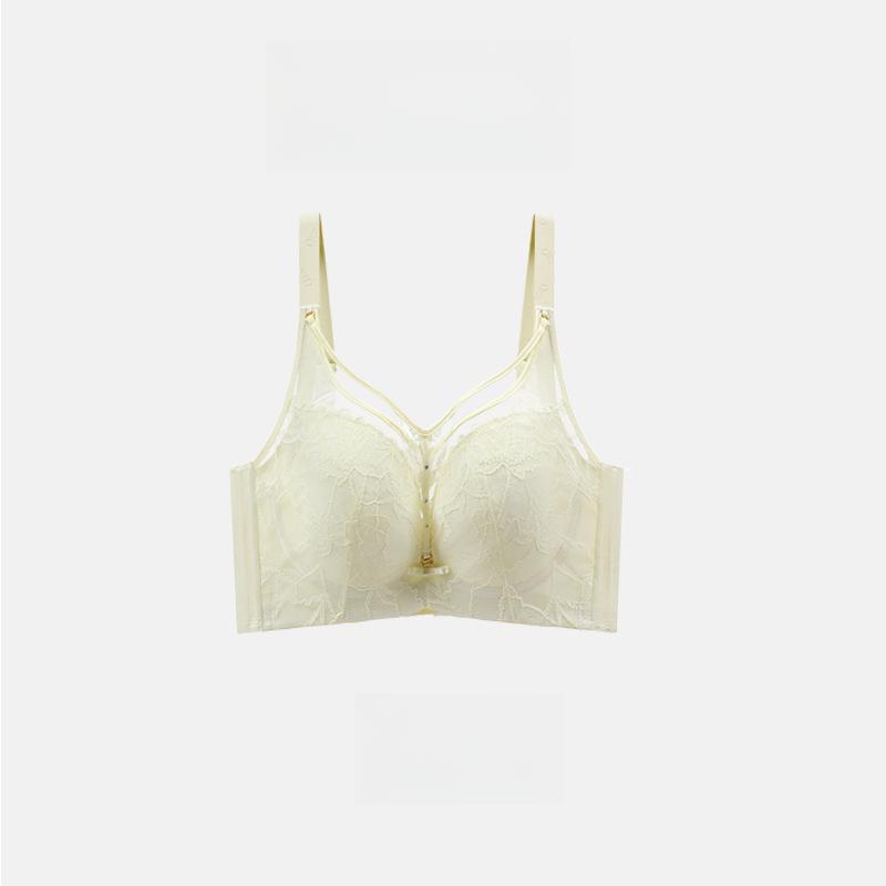 Full Cup Thin Bra Women's Thin Bra Gathered Bra Restrained Breast Anti Sagging and Anti Glare Bra