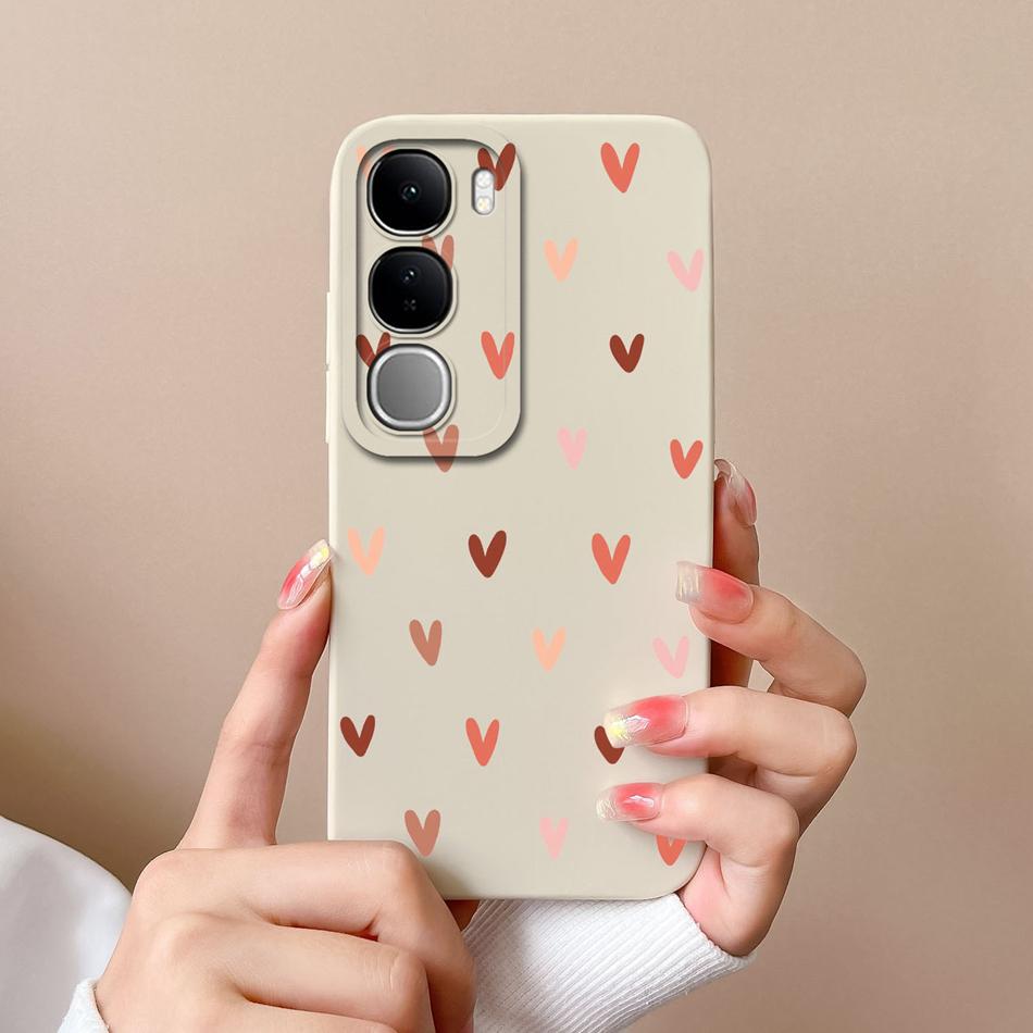 For Vivo V40 Lite V40SE Y200 Y300 Case Simple Heart Liquid Silicone Camera Protection Back Cover For Vivo V 40 Lite V40 SE Funda