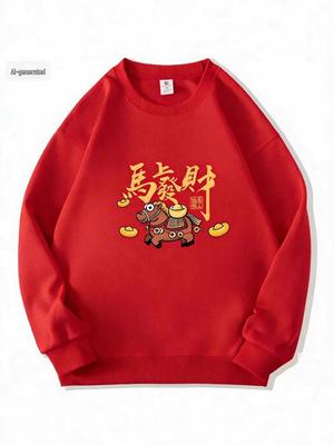 2026 Year of the Horse Red Hoodie - Festive Unisex Sweatshirt
