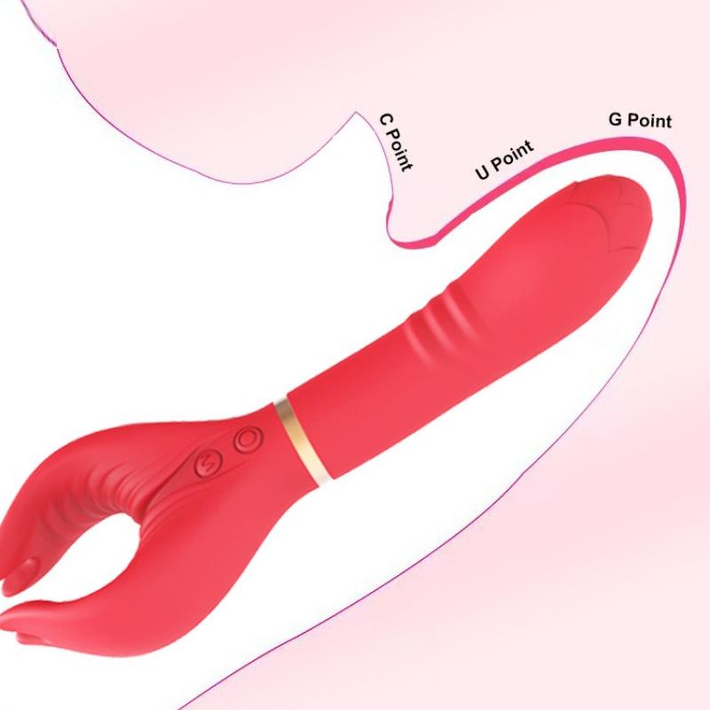 3 In 1 Triple Dildo Vibrator Y-shaped Clitoral Clamp Nipple Clip Stimulator G-spot Rose Vibrator Adult Product Sex Toy for Women