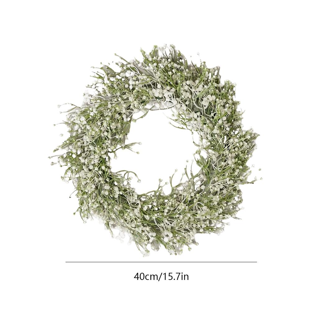 Gypsophila Artificial Plants Wreath DIY Simulated Garland Non-fading Door Hanging Decor Gift 40cm for Wall Door Fireplace Garden