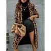 Women S Long Leopard Print Faux Fur Jacket Coat