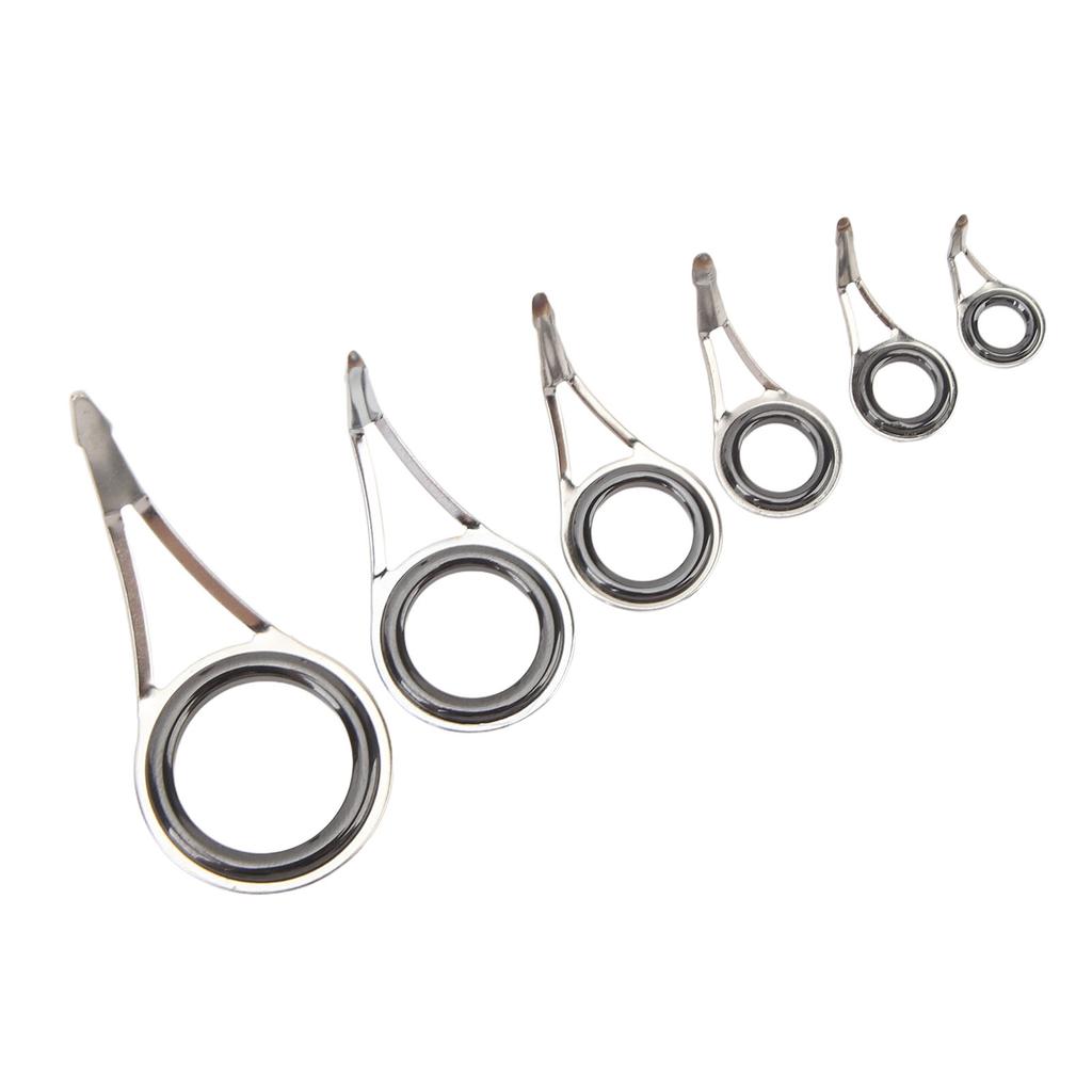 6PCS Rod Guide Rings Tip Repair Kit Stainless Steel Ceramic Various Size Fishing Accessory for DIY Rod Fishing Pole
