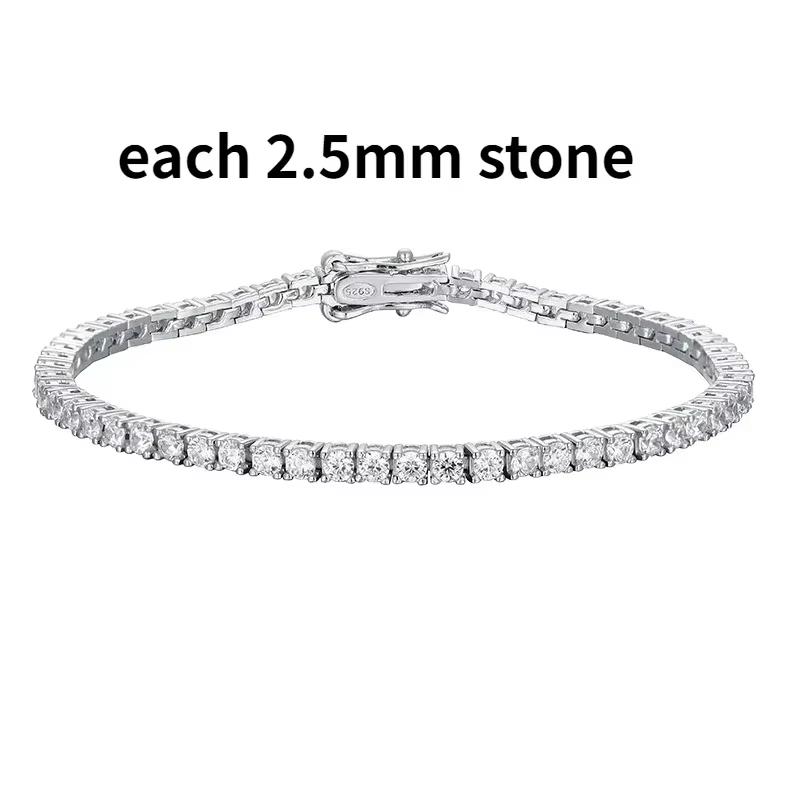 Smyoue 2-6.5mm Real Moissanite Tennis Bracelet for Women Christmas Gift Platinum Plated 100% 925 Silver Wedding Jewelry