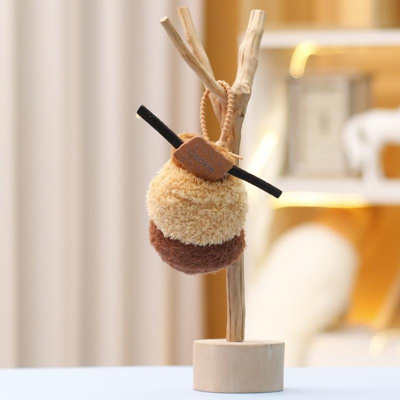 Cute Afternoon Tea Cake Plush Keychain With Soft Short Pile For Bag Decor