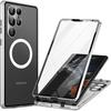 Magnetic Dual Glass MagSafe Case for Samsung Galaxy S22 Ultra, Silver