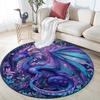 Purple Dragon Round Area Rug,Carpet Rug for Living Room Bedroom Sofa Playroom Decor,Non-slip Floor Mat