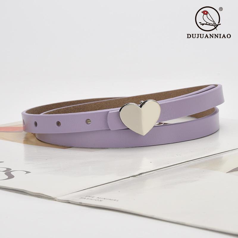 Leather Belt Women'S Thin Jeans With Decoration And Dress Pants Simple Style Heart-Shaped Belt