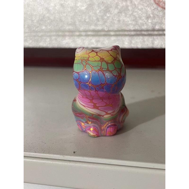 Large Sandalwood Lacquer Cat Ornament - Ming Xian Yuan Style Around 5cm