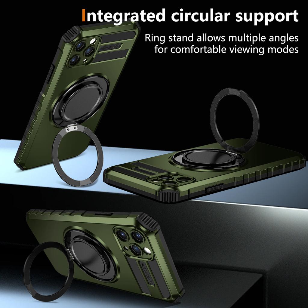 Etui na iPhone'a 15 14 13 12 11 Pro Max Magnetyczny uchwyt pierścieniowy Ochronne podstawki Magsafe Len Full Mirror Cover Obudowy Kickstand