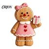 Cute Xmas Home Accents Cartoon Gingerbread Wooden Ornament, Double-sided Printed Desktop Tabletop Figurines, Festive Window Display Decorative