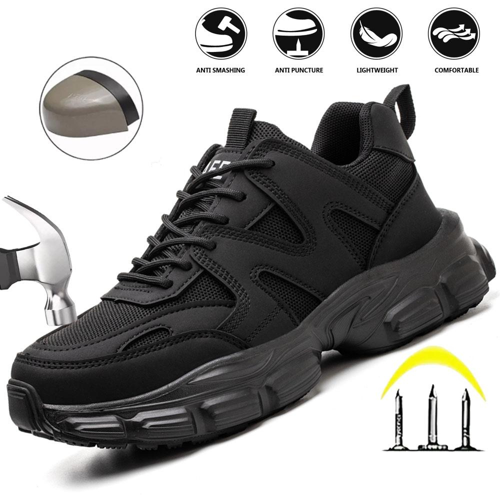Women Safety Shoes Anti-smash Anti-puncture Work Shoes Breathable Lightweight Work Sneakers Indestructible Women Shoes Boots