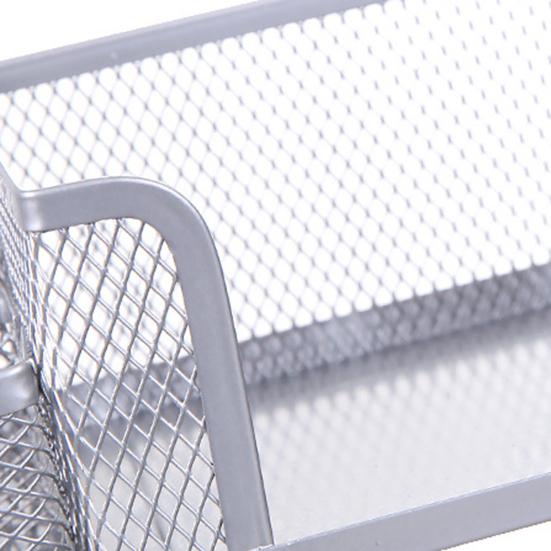 3 Grids Hollow Out Stationery Pen Holder Office Desktop Iron Storage Box Rack