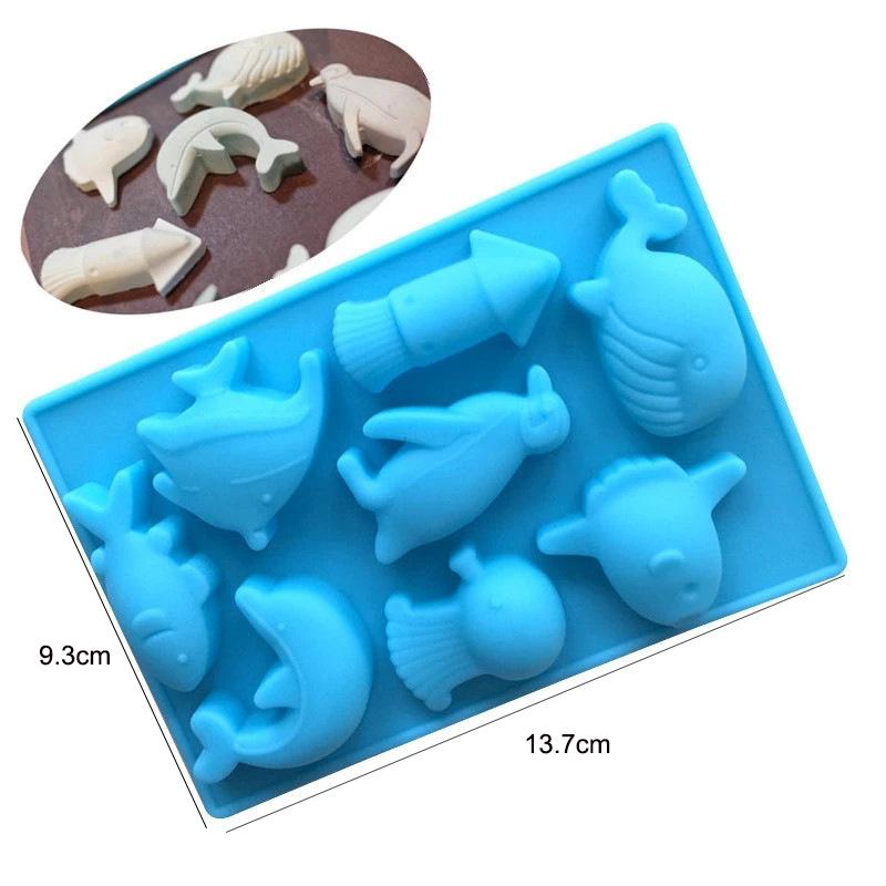 Under The Sea Chocolate Mold Carp Fish Soap Silicone Mould Marine Animal Ice Cube Tray Whale Dolphin Penguin Candy Gummy Tools