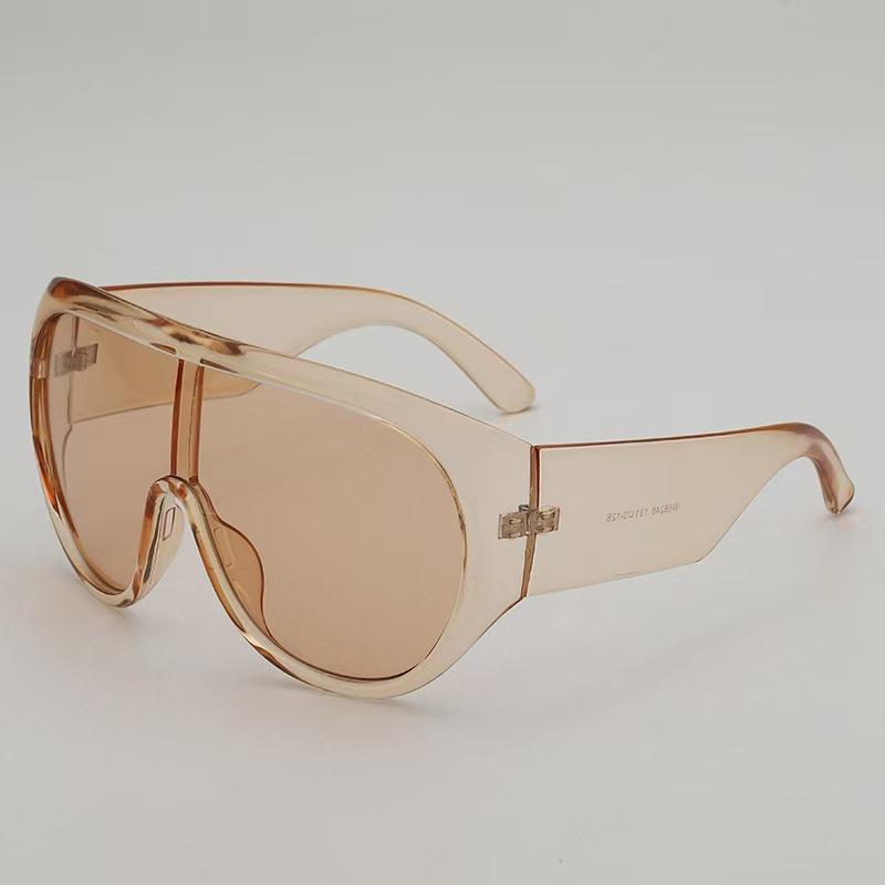 Luxury Brand Retro Big Frame Women Sunglasses Tea Color Square Pilot Shades Men One Piece Sun Eyewear UV400 Eyeglasses