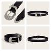 Black Vintage Decorative Rhinestone Belt Woman's Retro Style Alloy Buckle Personality Belt