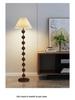 Mid-Century American Retro Floor Lamp with Walnut Finish and Fabric Shade