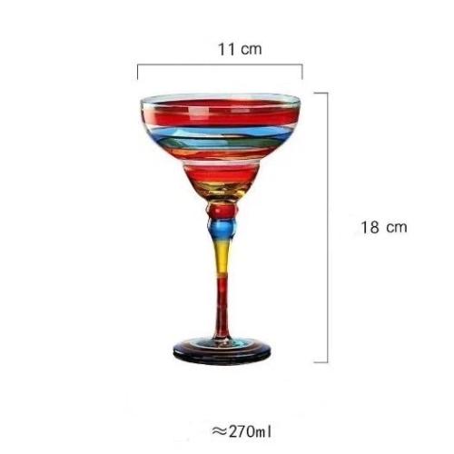 Hand-Painted Margarita Glass, Creative Triangle Cocktail Goblet, Artistic High Stem Bar Drinkware A