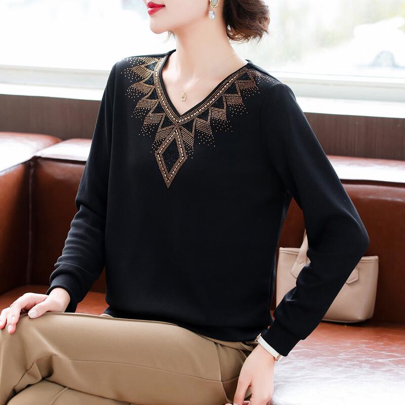 Herbst Elegantes Lockeres Freizeit-T-Shirt für Frauen mittleren Alters