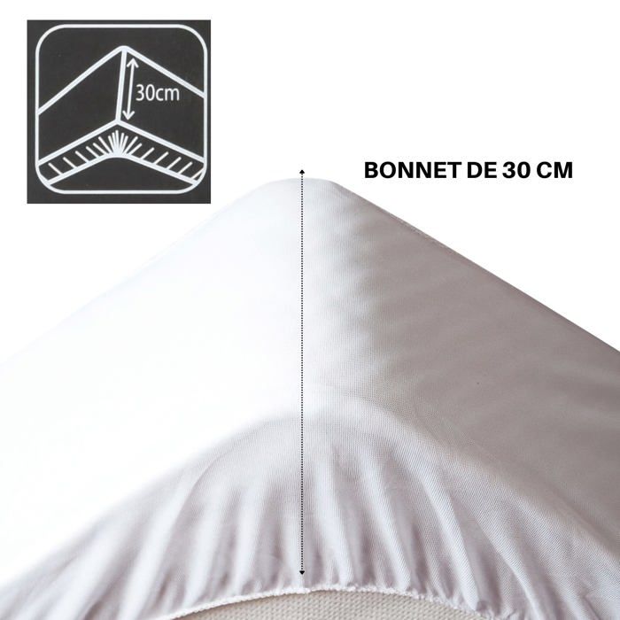 Drap housse en coton - Stof - 90x190 cm - Grand bonnet 30 cm - Ardoise - Modèle Eden - 100% coton - Certifié Oeko-Tex