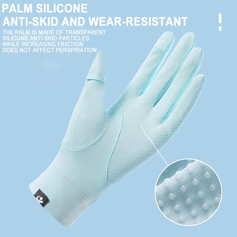 Loogdeel Upf50+ Sunscreen Breathable Fashion Driving Running Gloves Cold Ice Silk Bike Thin Silicone Anti-Uv Gloves Women Men