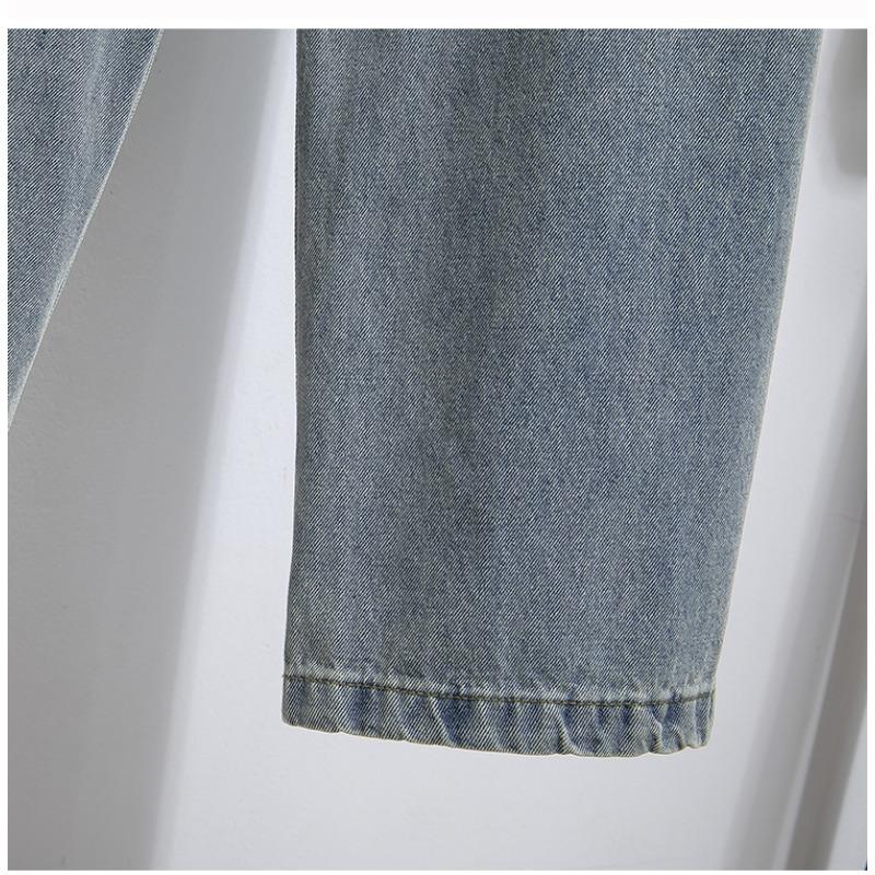 DIMANAF Plus Size 2025 Women Pants Summer Loose Jeans Long High Waist Basic Pants Elastic Waist 5XL