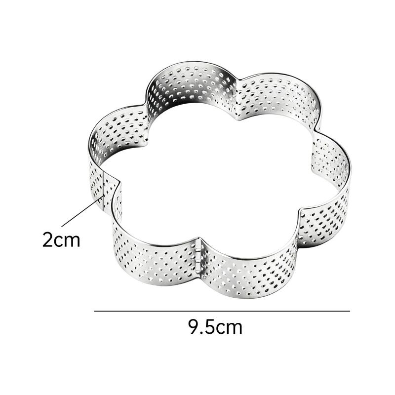 Baking Mousse Tart Ring 1 Pcs Stainless Steel Perforated Pastry and Crumpet Mold for Kitchen and Home Hotel Use