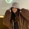 Portable Women Fisherman Hat Windproof Panama Caps Korean Down Cotton Bucket Hats  Autumn Winter