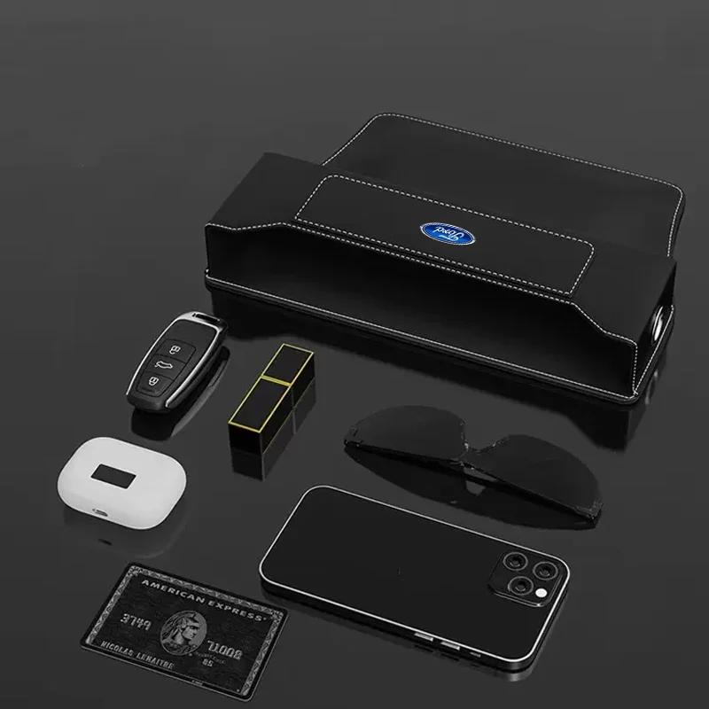 Hot 2025 Hot For Ford 1pcs Car Seat Gap Leather Side Storage Box Car Accessories For Ford B-Max cmax smax KA st line Galaxy Expl