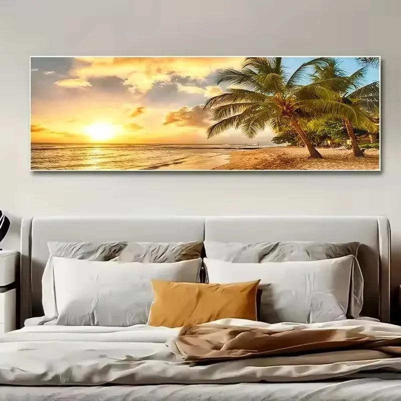 Lazy Beach Sunset Scenery Canvas Wall Art Painting Big Size Poster Print Palm Tree Wall Art Nordic Living Room Office Decor
