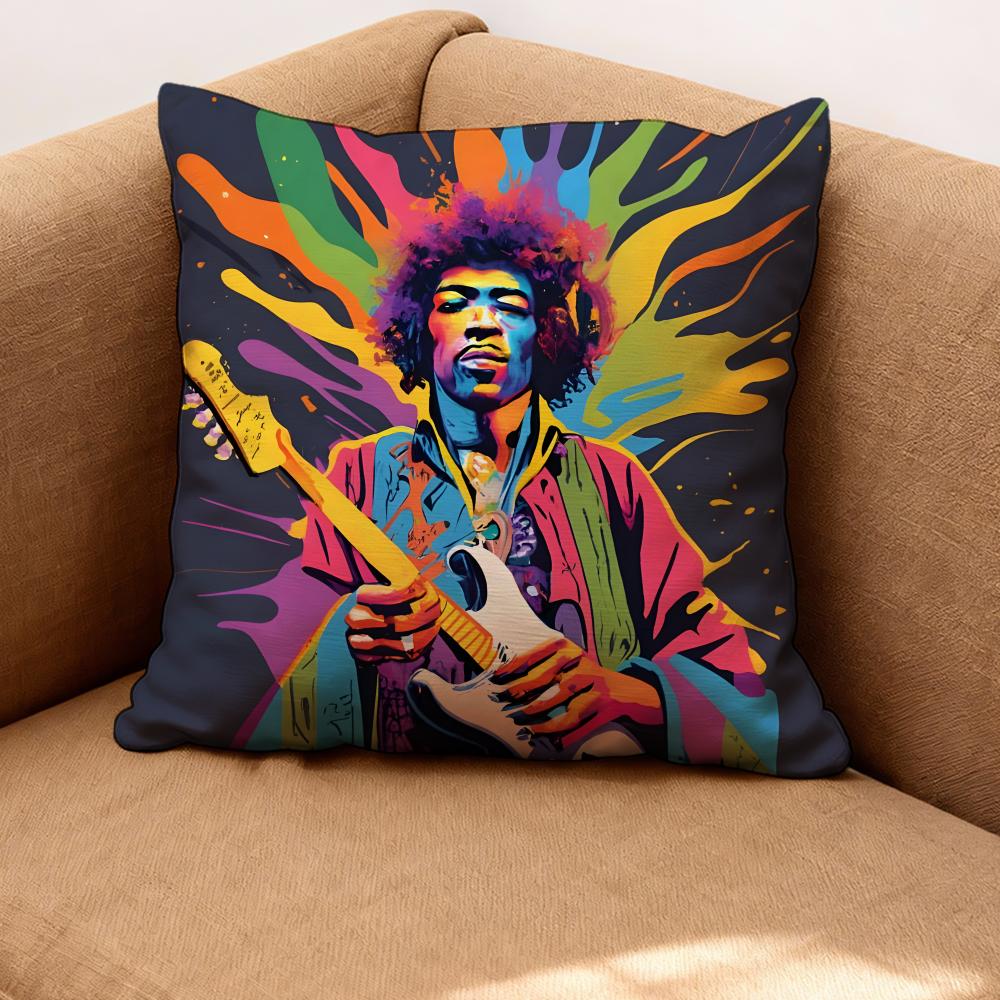 singer J-Jimi Hendrix Cushion Cover Premium Comfort Reversible Pillow Cove -Two in One Design for Any Room & Car Interior