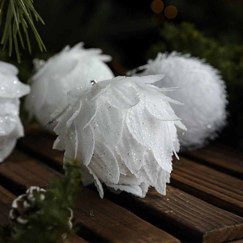 Festive White Christmas Foam Ball – Snow Flower Design for Xmas/New Year Home Décor