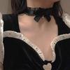 Bow-Knot Choker Collar Necklace Vintage Soft Lace Neck Cahin Ribbon Necklaces