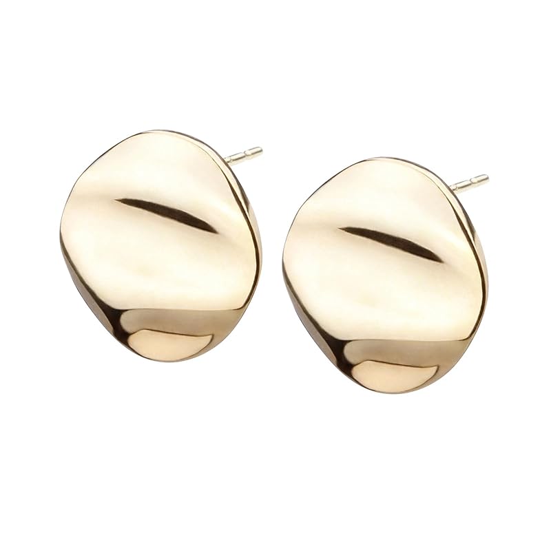 

LOKUMI earrings made in Japan 18k gold K18 post K18 Compatible with metal allergies metal plate stud Small size ladies simple Popularity metallic