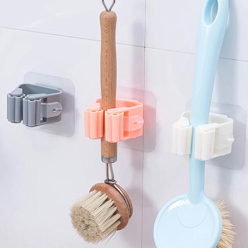 Home Wall Storage Hook Bathroom Suction Hanging Pipe Traceless Hooks Wall Mounted Mop Organizer Waterproof Broom Holder