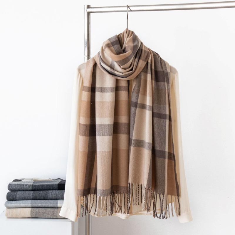 Plaid scarf autumn and winter imitation cashmere shawl warm scarf versatile fringe fashion high-end new style thickened for men and women