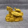1Pc Gold Feng Shui Dragon Turtle Tortoise Statue Figurine Coin Money Wealth Luck