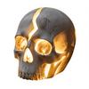 Gothic Theme Garden Statues Cracked Skull Solar Light, Halloween Glowing Outdoor Yard Decor, Spooky Waterproof Easy Installation Lawn Sculptures Lamp