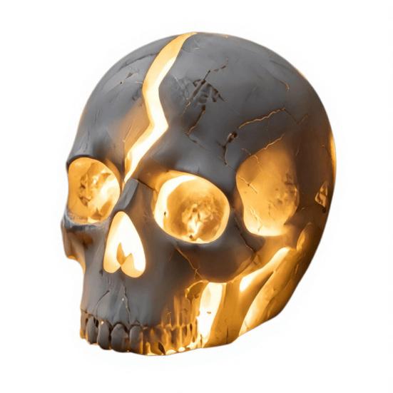 Gothic Theme Garden Statues Cracked Skull Solar Light, Halloween Glowing Outdoor Yard Decor, Spooky Waterproof Easy Installation Lawn Sculptures Lamp