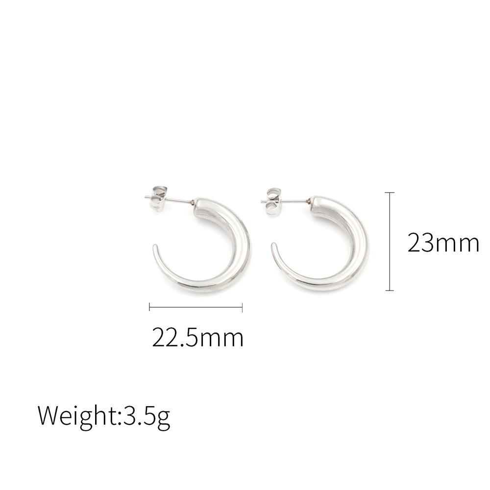 

Cold Wind Titanium Steel C-Shaped Women S Stud Earrings Niche Personality Simple Horn Hollow Jewelry Earrings