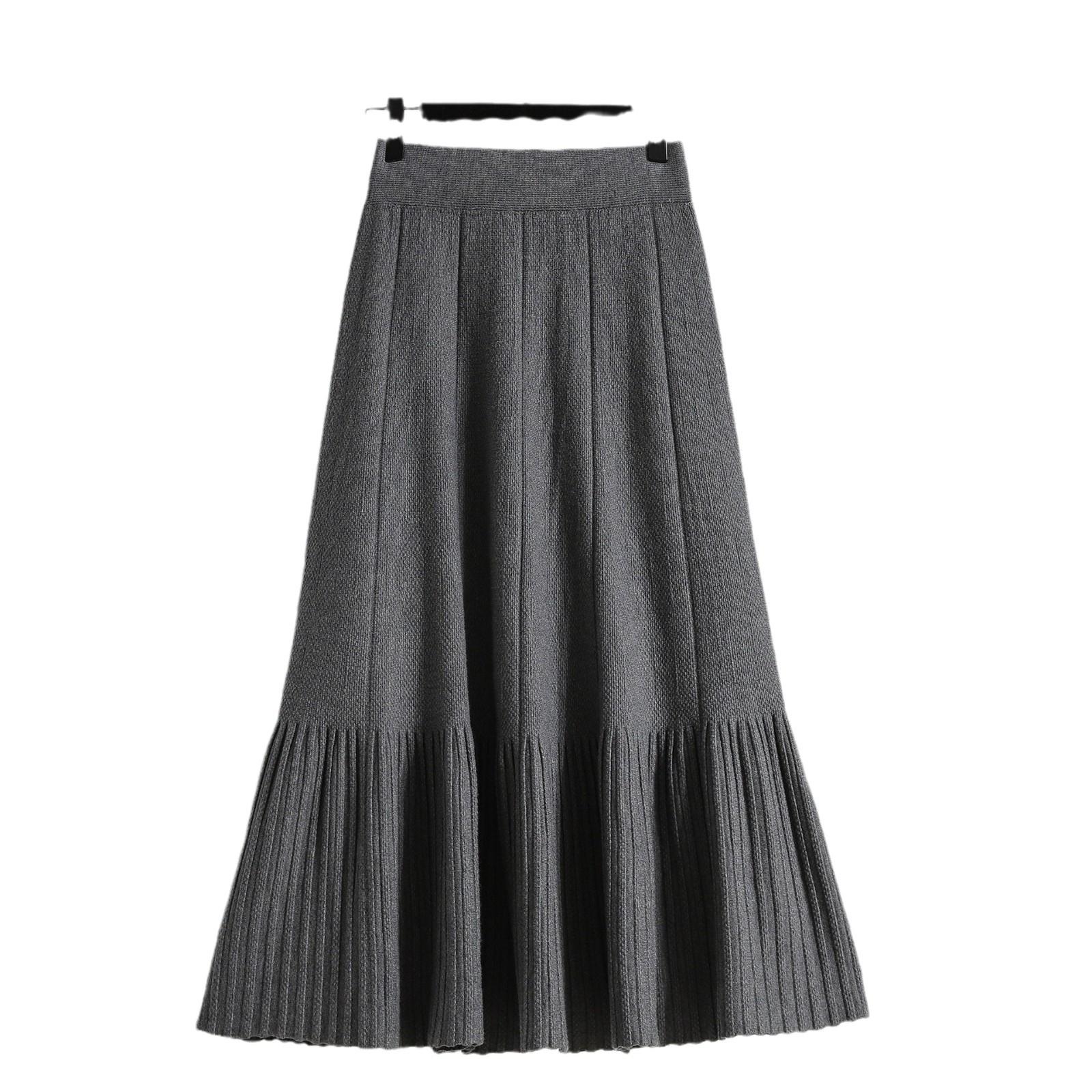 

Fat Mm Корейский стиль Универсальная и модная, уменьшающая возраст, утягивающая трикотажная юбка средней длины с оборками XXXXL