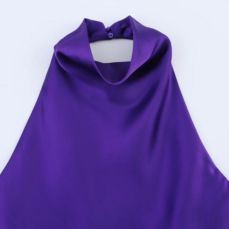 Araltay New Arrival Fashion Style Women's Clothing Fashion All-Match Pure Color Silk Satin Texture Halter Top 3203317