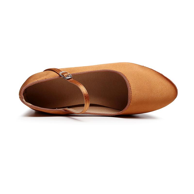 Satin Women Modern Dance Shoes Close Toe Waltz Latin Modern Tango Non-slip Breath Shoes for Girls Ladies Heeled 7.5CM