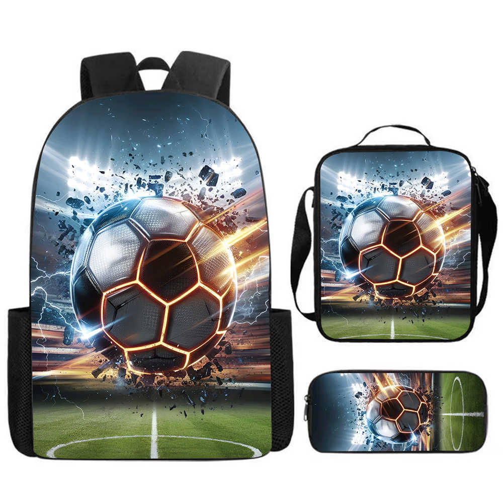 Lusso Popolare Divertente Novità calcio football Stampa 3D 3pz/Set alunno Zaini Scolastici Zaino Zaino per Laptop Zaino Pranzo Astuccio