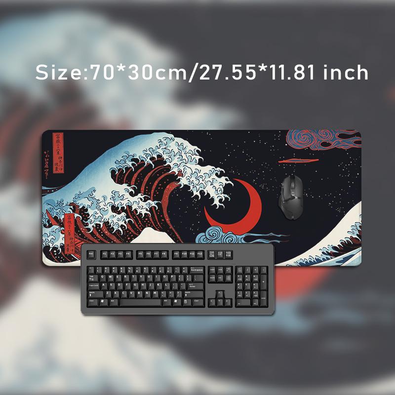 Mouse Pad Red Moon Japanese Great Wave Gamer Printon Demand HD Computer New Mousepad XXL MousePads Natural Rubber Non-Slip
