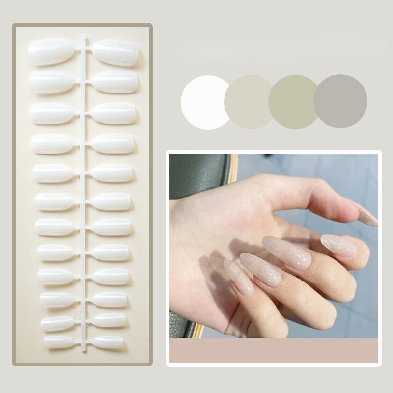 24pcs/set Pearl Glitter Fake Nail Strips Nail Stickers DIY Finished Wearable Manicure