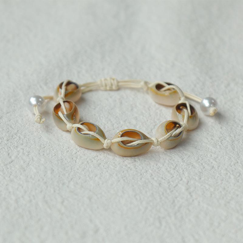 Handmade Seashell & Crushed Stone Bracelet with Lobster Clasp - Perfect Summer Travel Souvenir