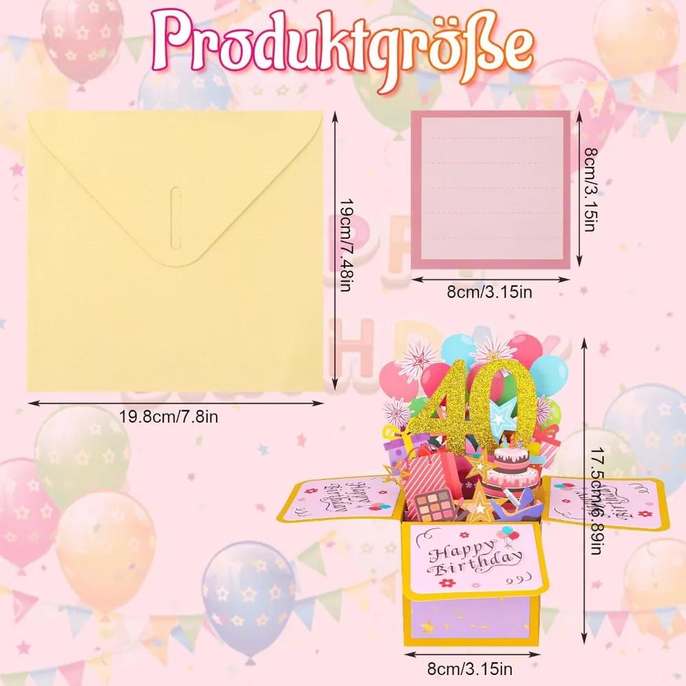Přání k narozeninám s obálkou 3D dárková krabička Karta s přáním k narozeninám Dárek na párty