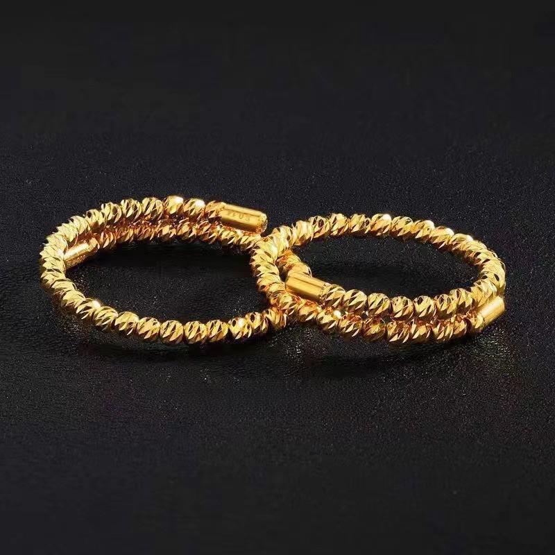 Vietnamese 2023 Elegant Sand Gold Memory Ring For Women With Stunning Sparkling Beads