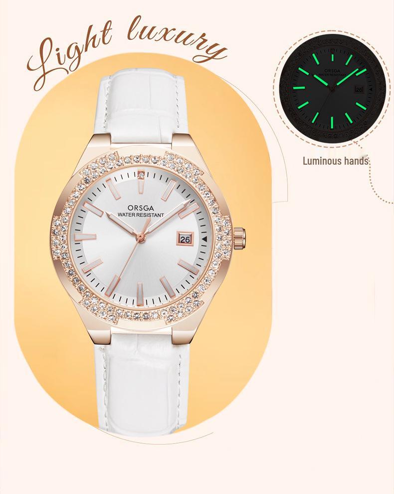 ORSGA Light Luxury Women's Rhinestone Calendar Quartz Watch